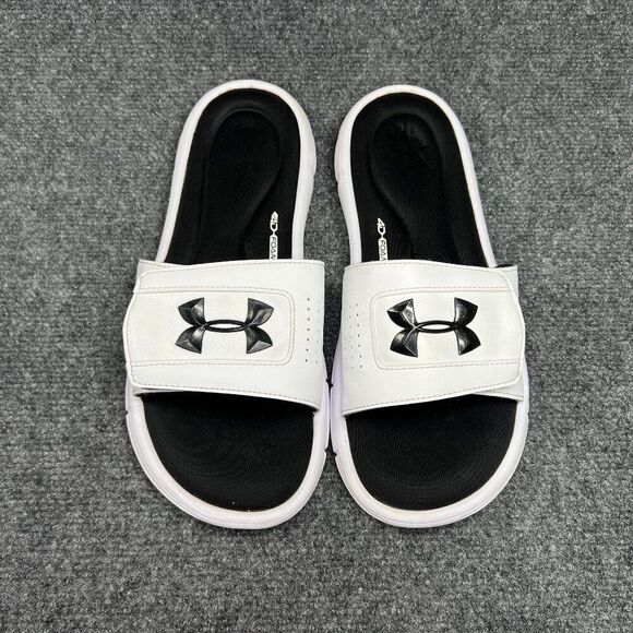 Under Armour Ignite 5 Sandals Men's Size 11 White Black Athletic Recovery Slides - Picture 3 of 9